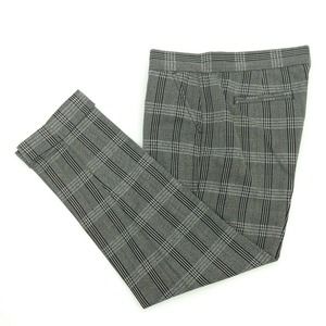 Garnet Hill Plaid Pants Crop Trouser 6 Black White